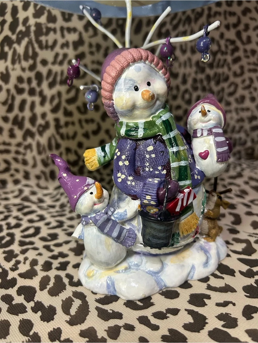 Home Interiors and Gifts Snowman Tea Light Candle Holder w/Shade